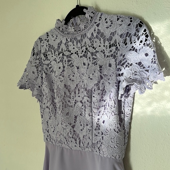 Chi Chi London Lilac Lace Mock Neck Floral Midi Dress - Picture 3 of 8